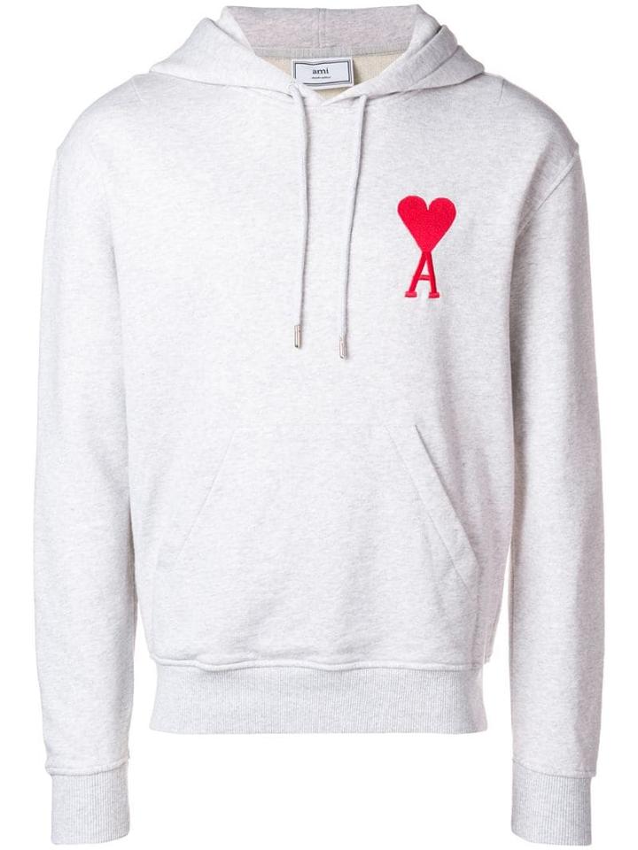 Ami Paris Big Ami De Coeur Hoodie - Grey