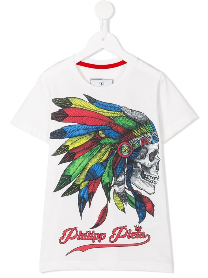 Philipp Plein Kids Feathers T-shirt, Boy's, Size: 10 Yrs, White