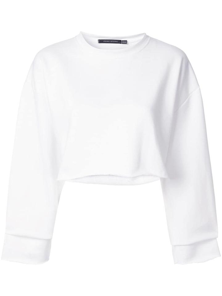 Pony Stone Cropped Sweatshirt - White