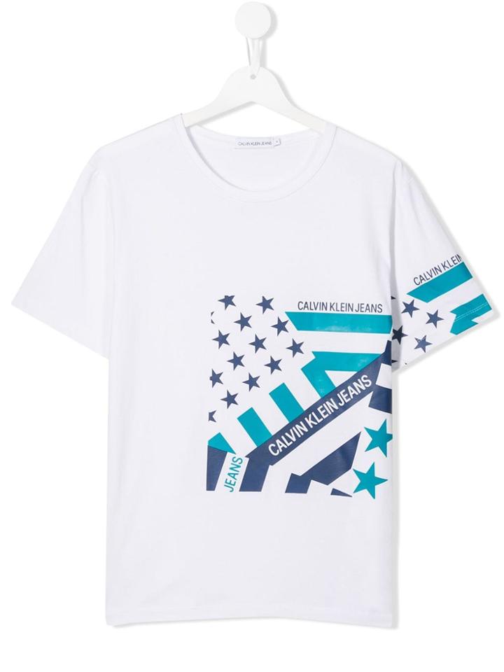 Calvin Klein Kids Contrast Logo T-shirt - White