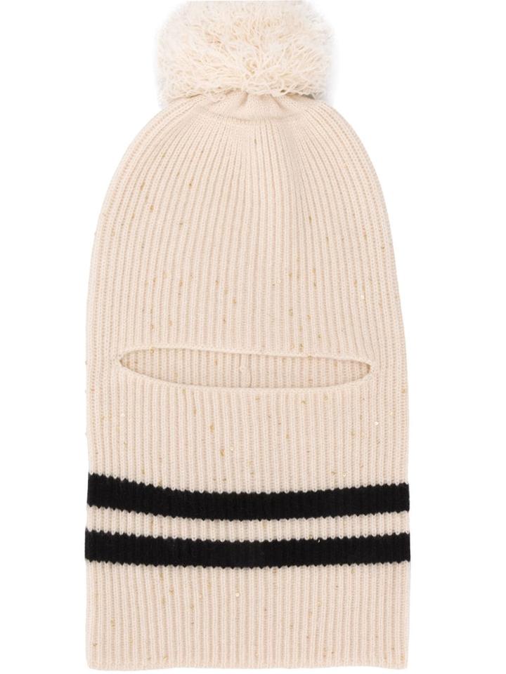 Cashmere In Love Megeve Pompom Balaclava - Neutrals