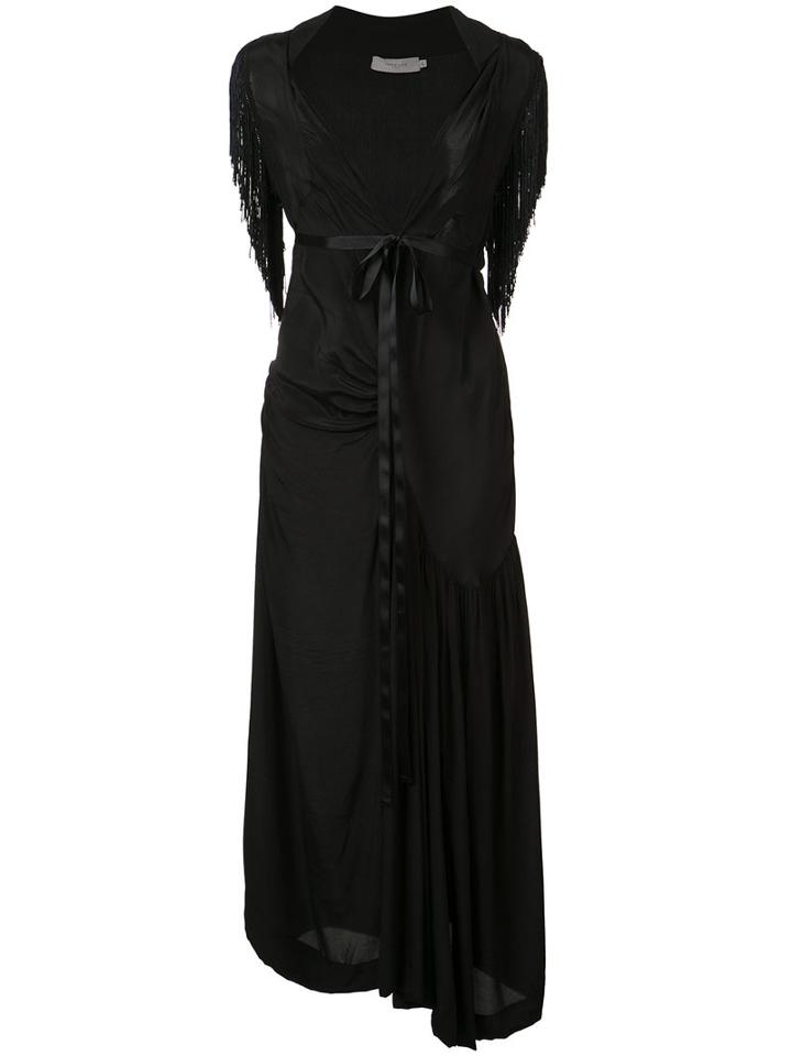 Preen By Thornton Bregazzi Long Fringe Sleeve Dress, Women's, Size: Xs, Black, Viscose