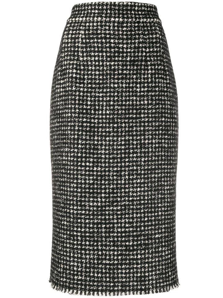 Dolce & Gabbana Tweed Pencil Skirt - Black