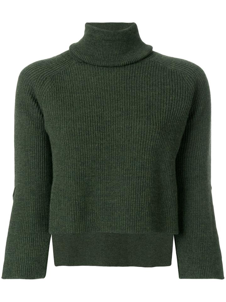 Federica Tosi Turtleneck Ribbed Knitted Blouse - Green