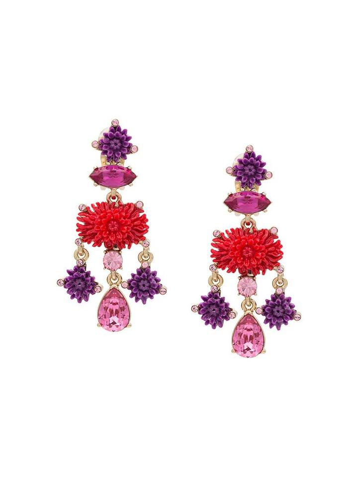 Oscar De La Renta 'dahlia' Drop Earring, Women's, Pink/purple