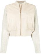 See By Chloé Knit Sleeves Bomber Jacket - Neutrals