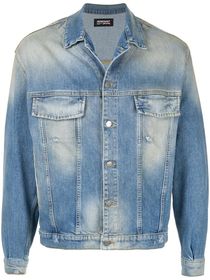 Represent Patch Detail Denim Jacket - Blue