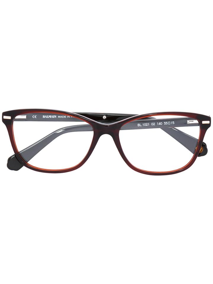 Balmain Square Frame Glasses - Red