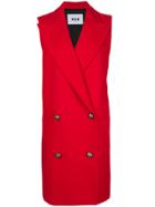 Msgm Double Breasted Sleeveless Coat - Red