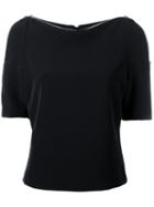 Jeremy Scott - Zipped Neck Shortsleeved Blouse - Women - Polyester/other Fibers - 40, Women's, Black, Polyester/other Fibers