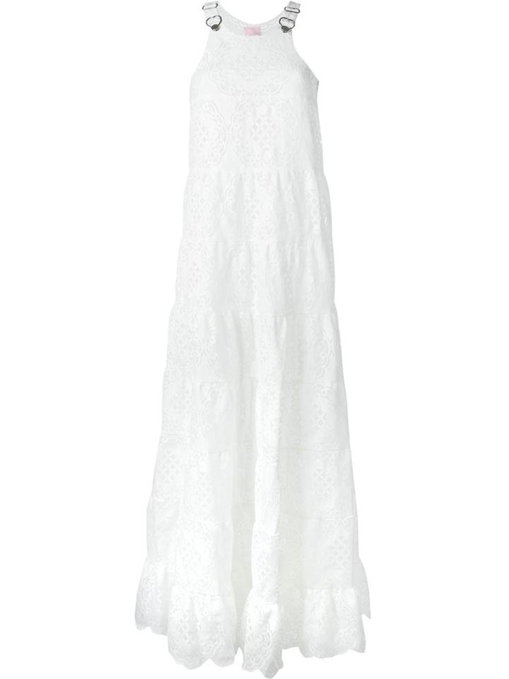 Giamba Lace Maxi Dress, Women's, Size: 40, White, Cotton/polyamide/polyester