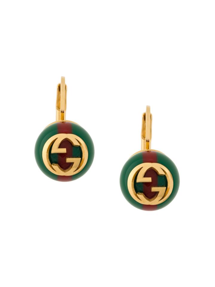 Gucci Web Interlocking Earrings - Green