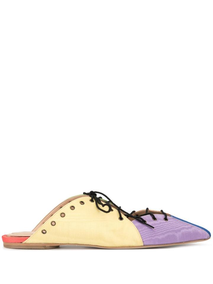 Rosie Assoulin Contrast Stripe Laced Mules - Yellow