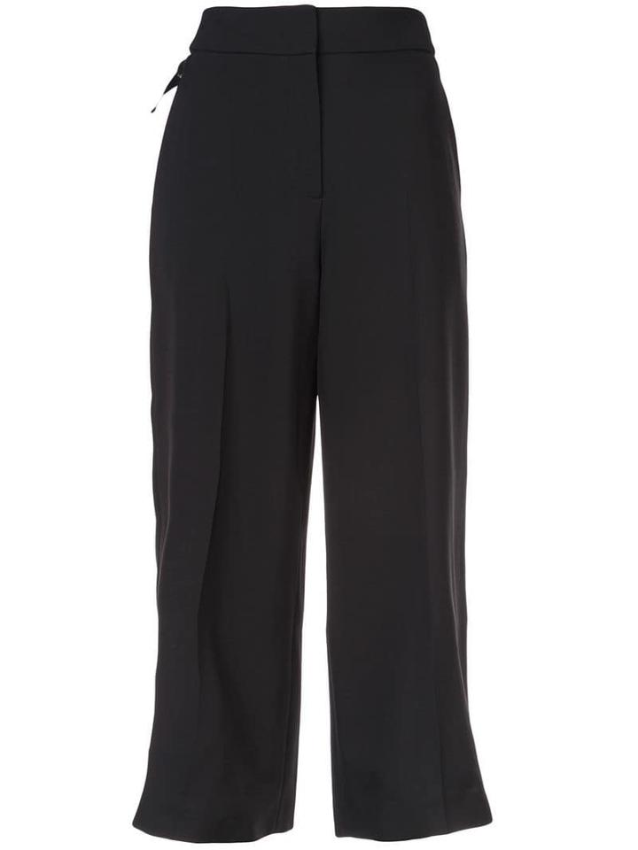 Proenza Schouler Wide Leg Pleat Front Crop Cotton Trousers - Black