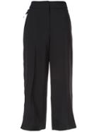 Proenza Schouler Wide Leg Pleat Front Crop Cotton Trousers - Black