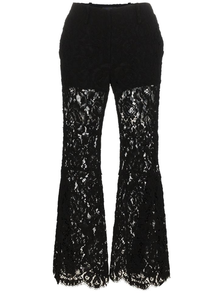 Proenza Schouler Flared Lace Cotton Blend Trousers - Black