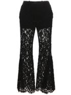 Proenza Schouler Flared Lace Cotton Blend Trousers - Black