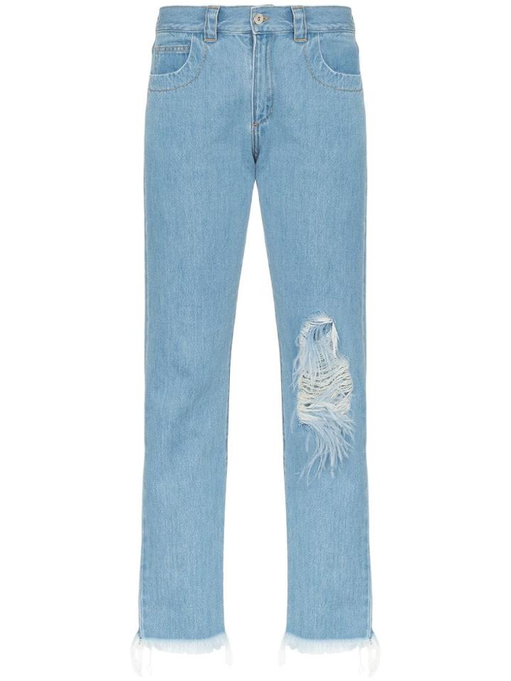 Marques'almeida Straight Leg Ripped Jeans - Blue