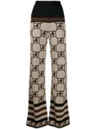 Alberta Ferretti Geometric Pattern Knitted Trousers - Brown