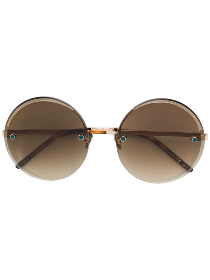 Pomellato Eyewear Crystal Embellished Round Sunglasses - Gold