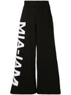 Mia-iam Logo Print Wide Leg Trousers - Black