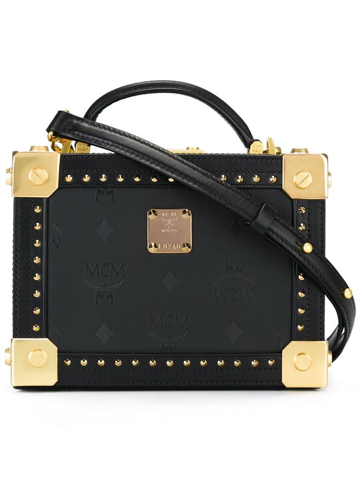 Mcm Square Studded Shoulder Bag, Women's, Black