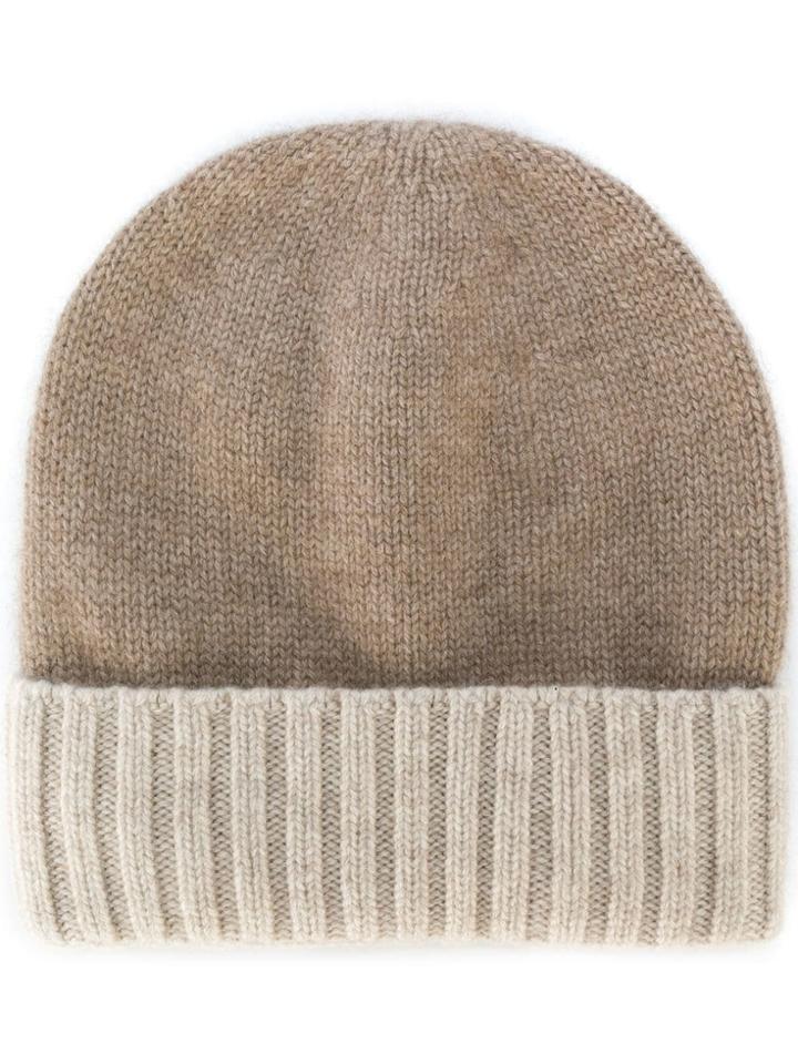 Dell'oglio Knitted Cashmere Hat - Nude & Neutrals