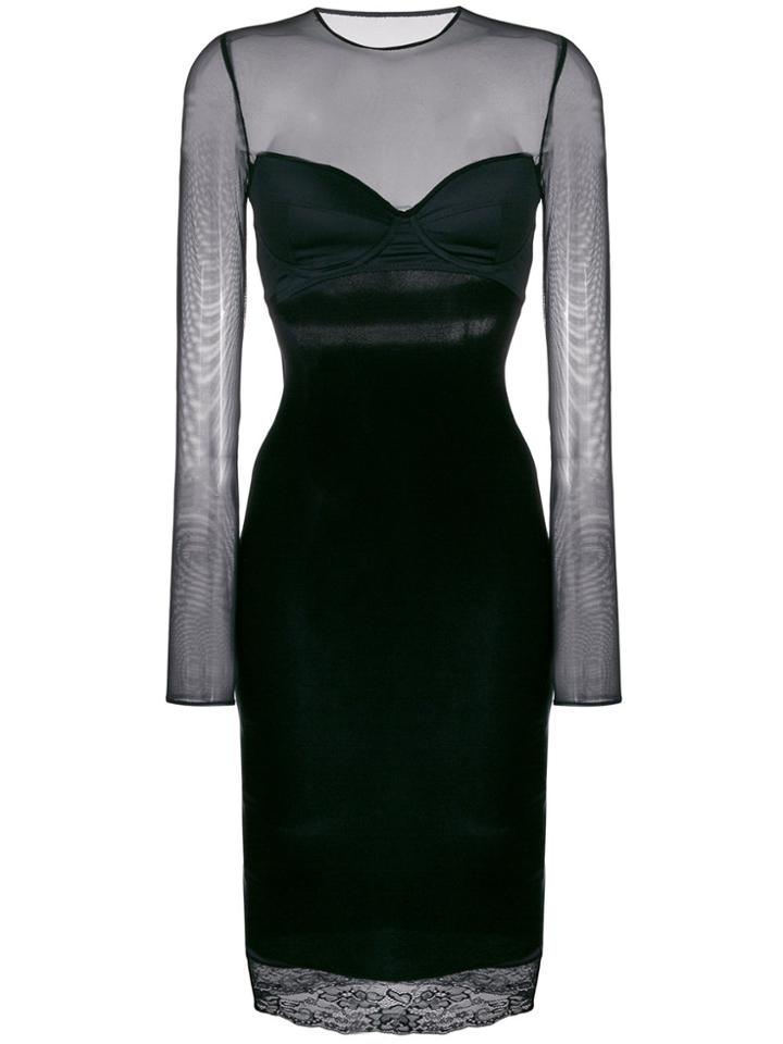 Faith Connexion Sheer-detail Fitted Dress - Black