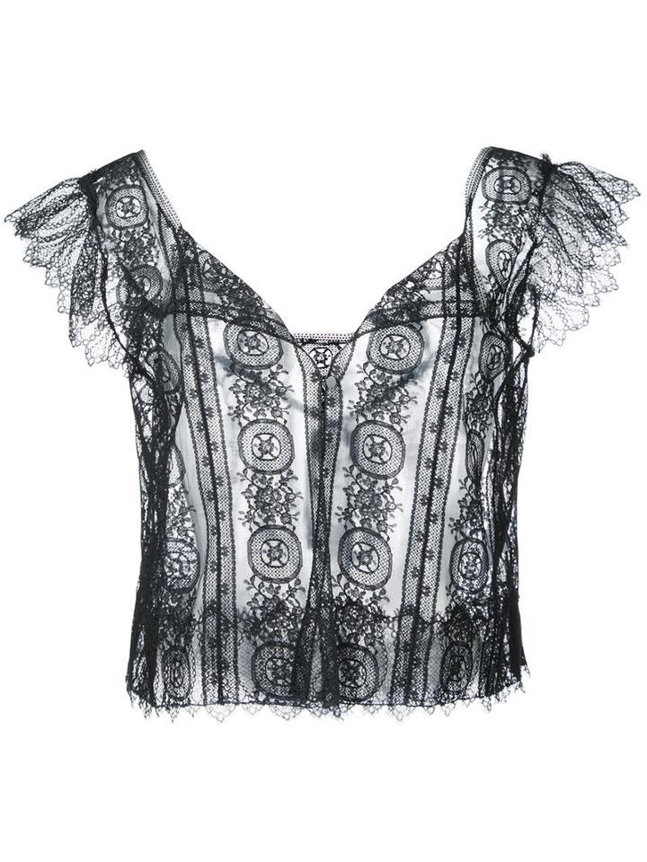 Rito Lace Patchwork Blouse, Women's, Size: 38, Black, Nylon/polyurethane