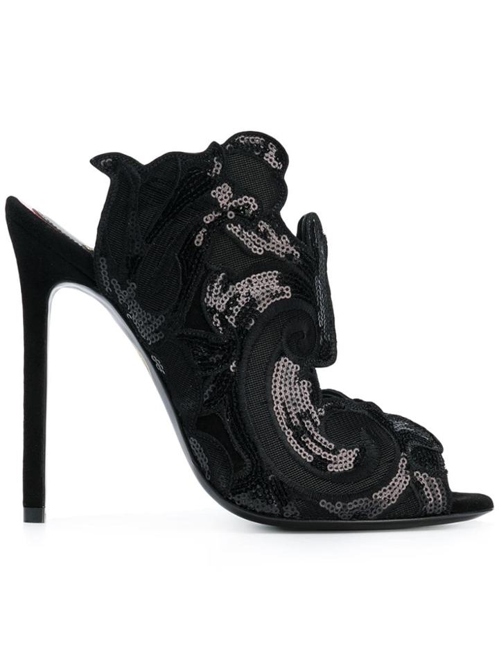 Maison Ernest Sequinned Mules - Black