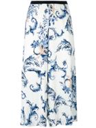 Antonio Marras Floral Print Cropped Trousers - Blue