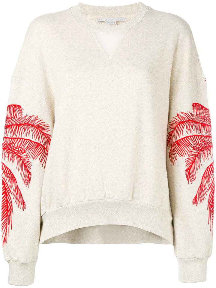 Stella Mccartney Embroidered Palm Sweatshirt, Women's, Size: 42, Nude/neutrals, Cotton/polyamide/viscose