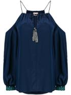 Zeus+dione Embroidered Trim Off-the-shoulder Blouse - Blue