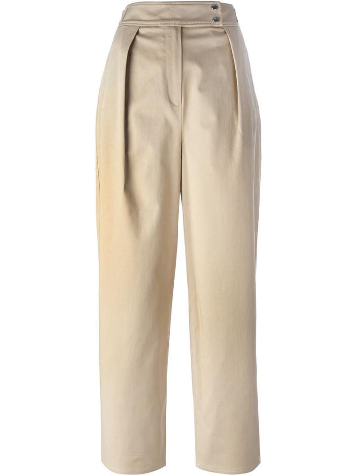 Kenzo Wide Leg Cropped Trousers, Women's, Size: 36, Nude/neutrals, Polyester/polyurethane/cotton