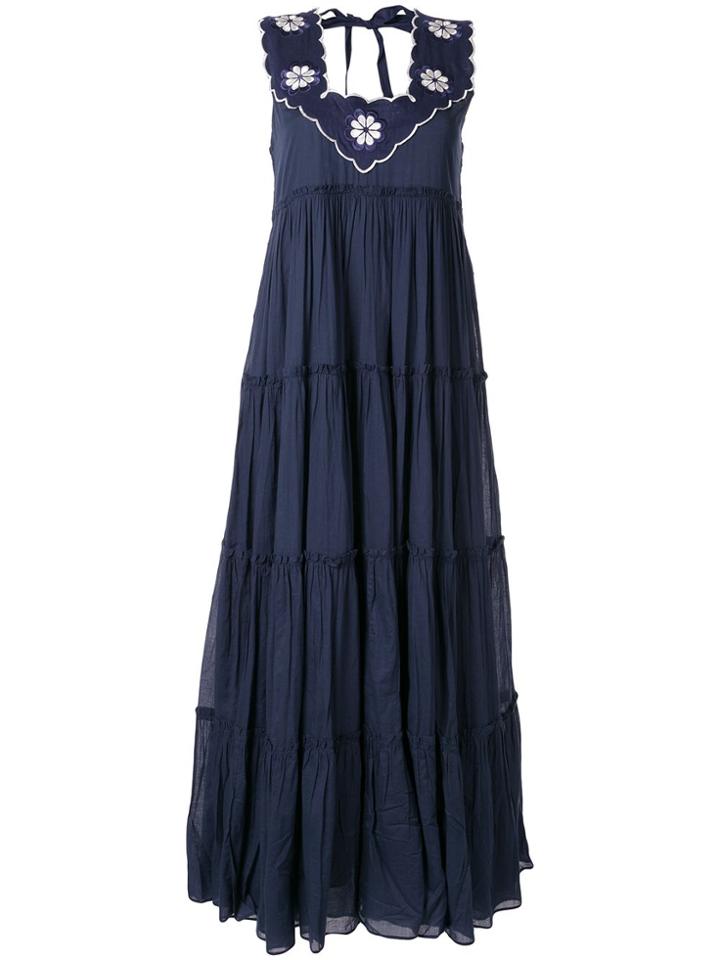 Innika Choo Ramie Big Frill Long Dress - Blue