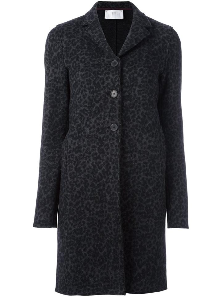 Harris Wharf London Animal Print Coat, Women's, Size: 46, Grey, Virgin Wool