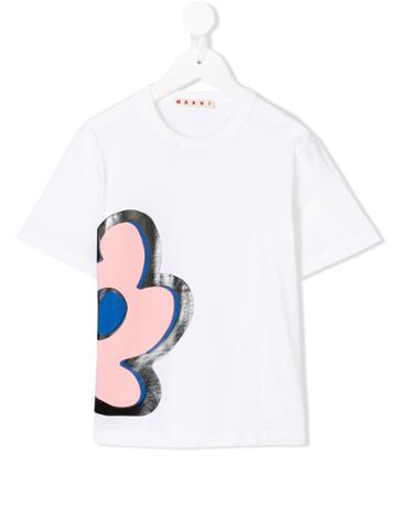 Marni Kids Floral Pendant Print T-shirt - White