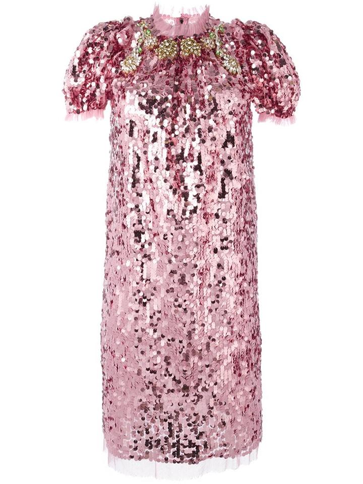 Dolce & Gabbana Sequinned Dress, Women's, Size: 40, Pink/purple, Polyester/cotton/polyamide/spandex/elastane
