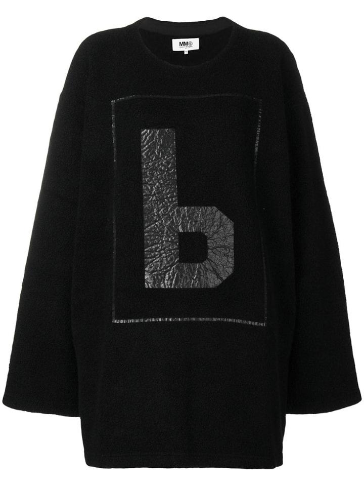 Mm6 Maison Margiela Tonal Logo Oversized Sweater - Black