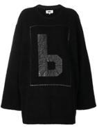 Mm6 Maison Margiela Tonal Logo Oversized Sweater - Black