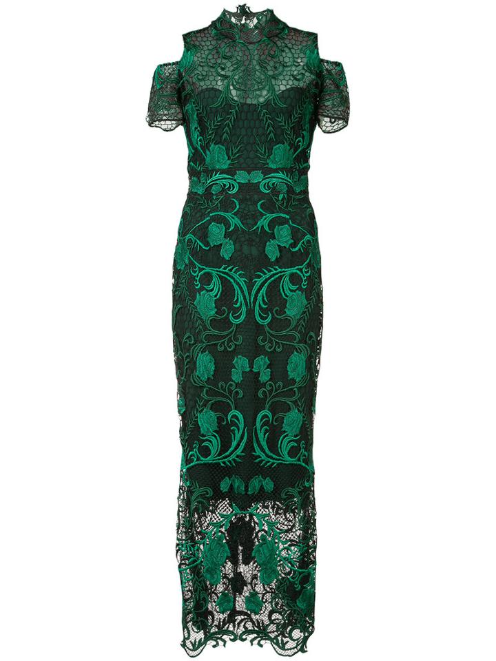 Rose Embroidered Dress - Women - Nylon/polyester - 6, Green, Nylon/polyester, Marchesa Notte