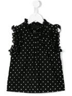 Dolce & Gabbana Kids Polka Dot Sleeveless Blouse, Girl's, Size: 12 Yrs, Black