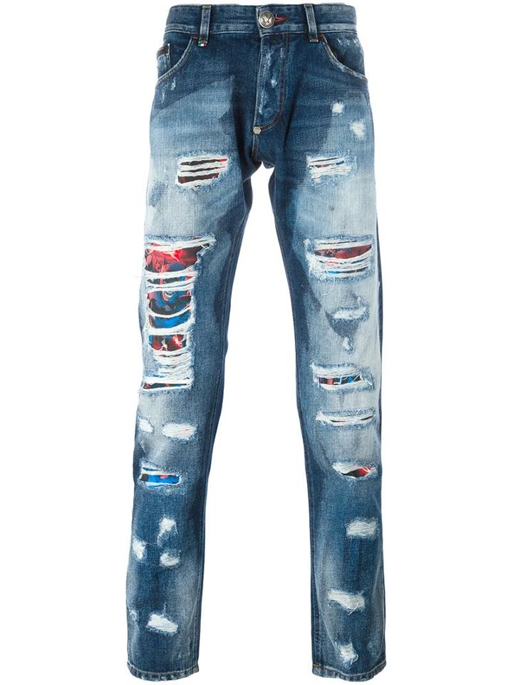 Philipp Plein 'all I Need' Super Straight Cut Jeans, Men's, Size: 28, Blue, Cotton