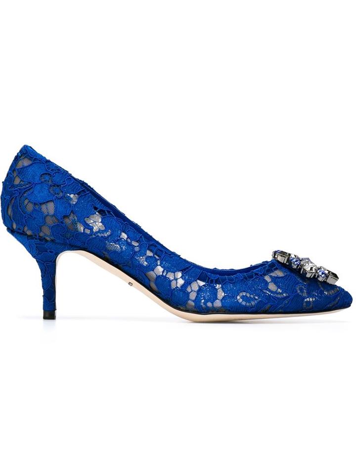 Dolce & Gabbana Bellucci Pumps, Women's, Size: 41, Blue, Silk/cotton/viscose/leather
