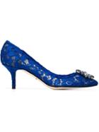 Dolce & Gabbana Bellucci Pumps, Women's, Size: 41, Blue, Silk/cotton/viscose/leather