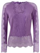 Ermanno Scervino Lace Insert Sweater, Women's, Size: 42, Pink/purple, Silk/polyamide/cashmere/wool