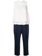 Loveless Layered Top Jumpsuit, Women's, Size: 34, White, Polyester