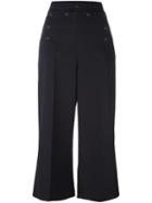 Red Valentino Wide Leg Cropped Trousers, Women's, Size: 42, Blue, Polyester/spandex/elastane/virgin Wool