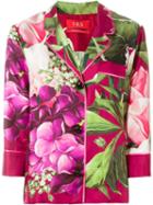 For Restless Sleepers Floral Print Pyjama Shirt, Women's, Size: M, Pink/purple, Silk