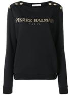 Pierre Balmain Boat Neck Button Shoulder Sweatshirt - Black
